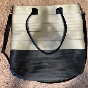 Harveys Black and Cream Tote with Textured Design